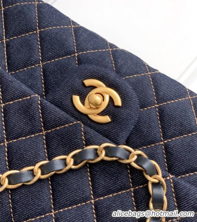 Promotional Chanel Classic Medium Flap Handbag in Quilted Denim A01112 Dark Blue & Orange 2026