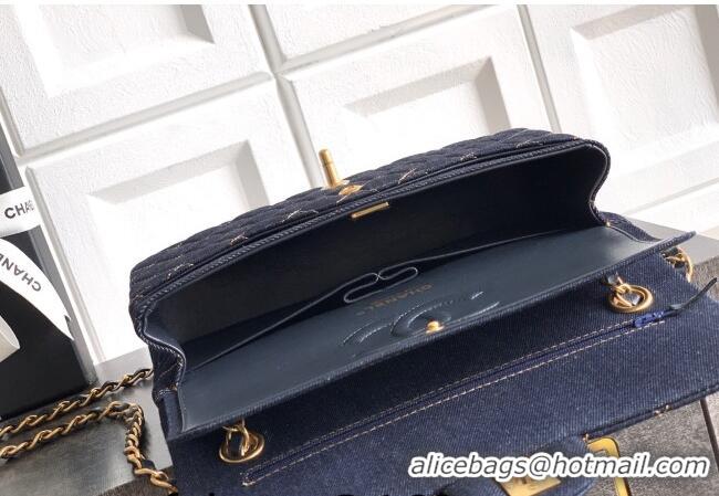 Promotional Chanel Classic Medium Flap Handbag in Quilted Denim A01112 Dark Blue & Orange 2026