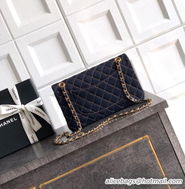 Promotional Chanel Classic Medium Flap Handbag in Quilted Denim A01112 Dark Blue & Orange 2026