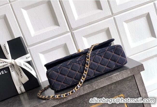 Promotional Chanel Classic Medium Flap Handbag in Quilted Denim A01112 Dark Blue & Orange 2026