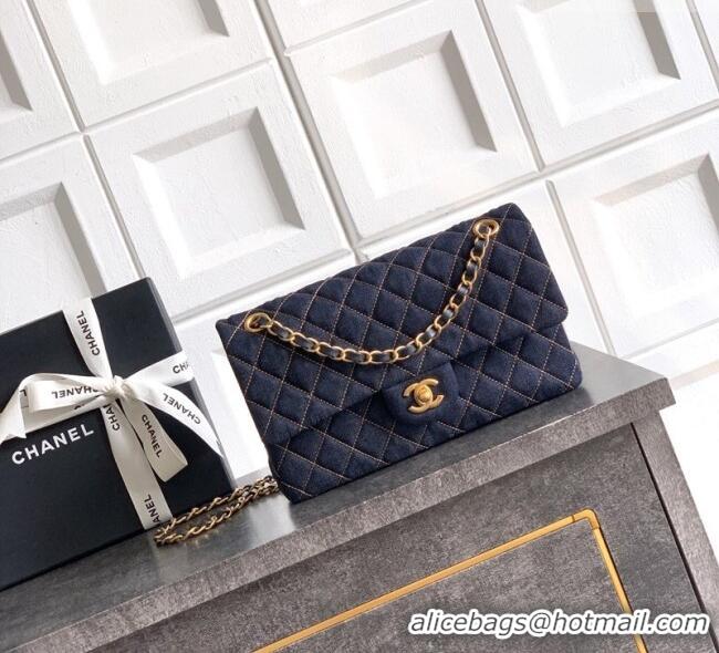 Promotional Chanel Classic Medium Flap Handbag in Quilted Denim A01112 Dark Blue & Orange 2026