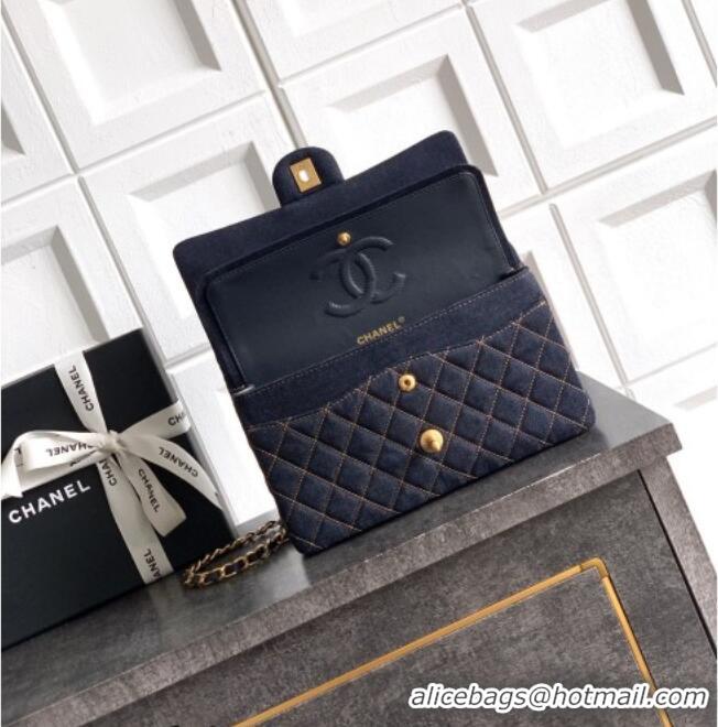 Promotional Chanel Classic Medium Flap Handbag in Quilted Denim A01112 Dark Blue & Orange 2026