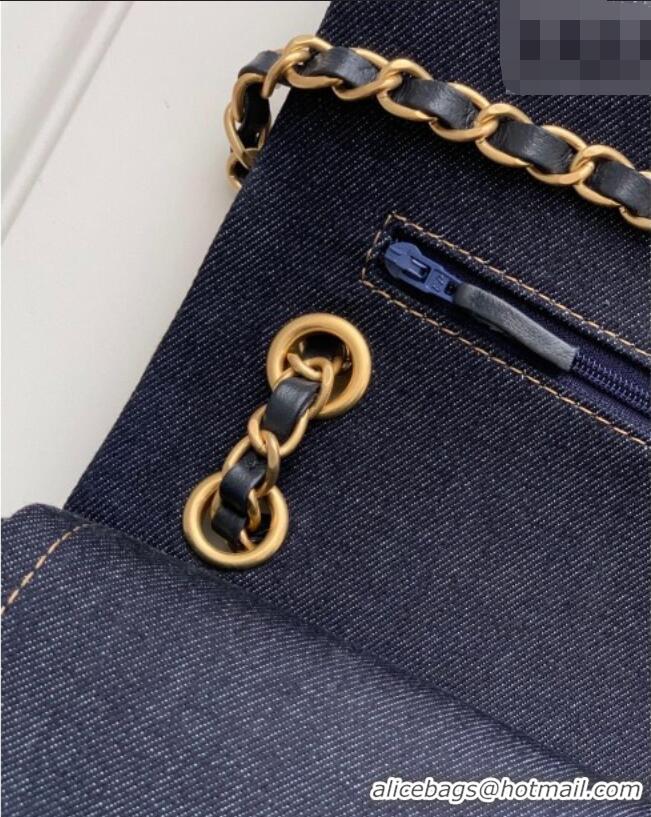 Promotional Chanel Classic Medium Flap Handbag in Quilted Denim A01112 Dark Blue & Orange 2026