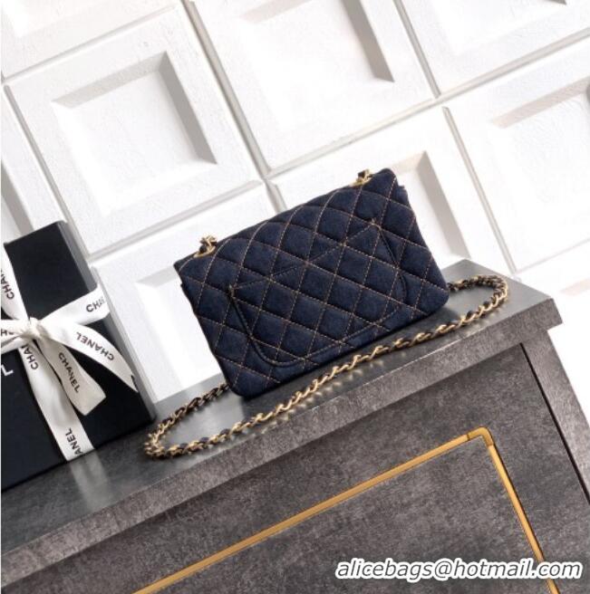 Good Product Chanel Classic Mini Flap Handbag in Quilted Denim A69900 Dark Blue & Orange 2026