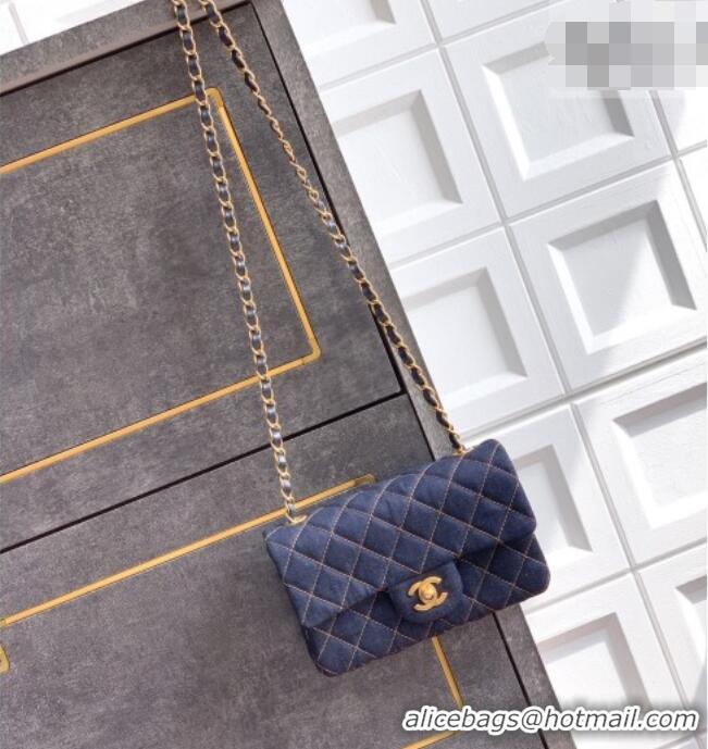 Good Product Chanel Classic Mini Flap Handbag in Quilted Denim A69900 Dark Blue & Orange 2026