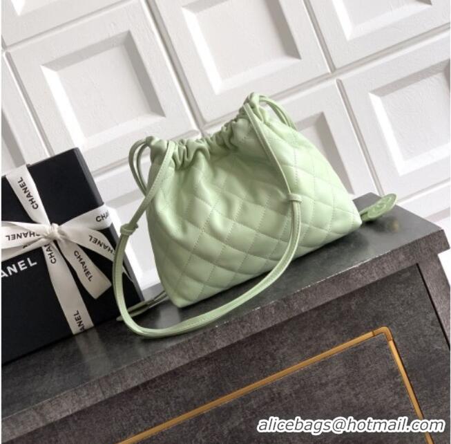 Good Product Chanel Lambskin Leather Clutch with Leather Strap AP5227 Mint Green 2026