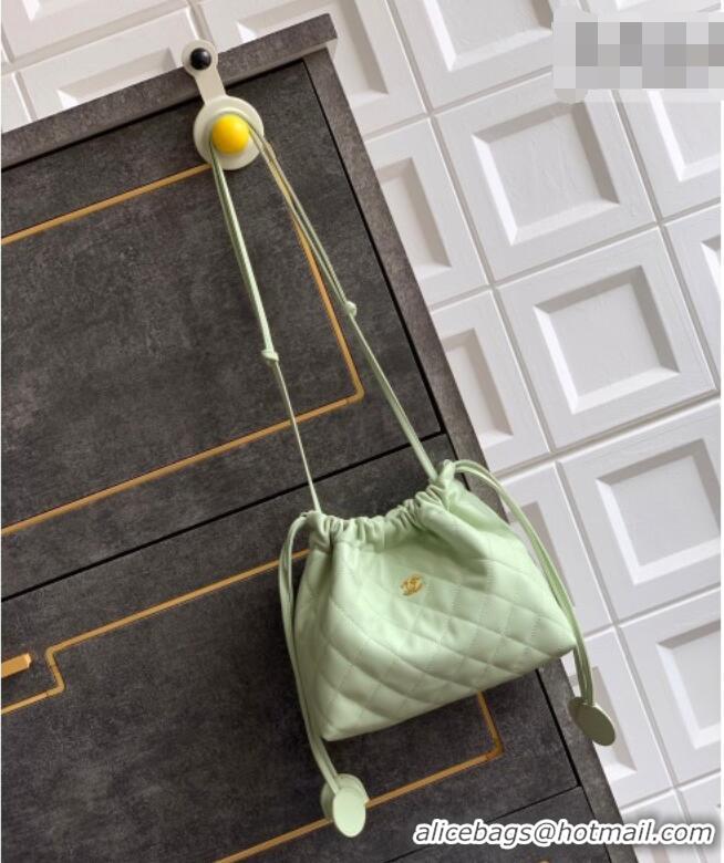 Good Product Chanel Lambskin Leather Clutch with Leather Strap AP5227 Mint Green 2026