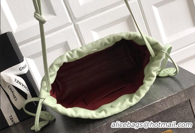 Good Product Chanel Lambskin Leather Clutch with Leather Strap AP5227 Mint Green 2026