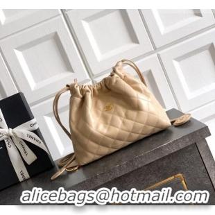 Trendy Design Chanel Lambskin Leather Clutch with Leather Strap AP5227 Beige Apricot 2026