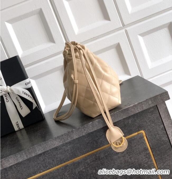 Trendy Design Chanel Lambskin Leather Clutch with Leather Strap AP5227 Beige Apricot 2026