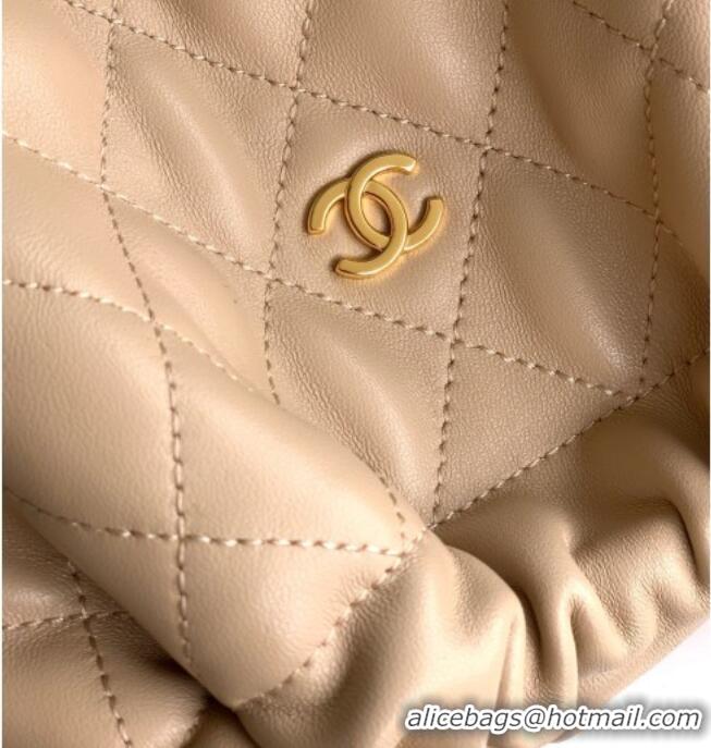 Trendy Design Chanel Lambskin Leather Clutch with Leather Strap AP5227 Beige Apricot 2026