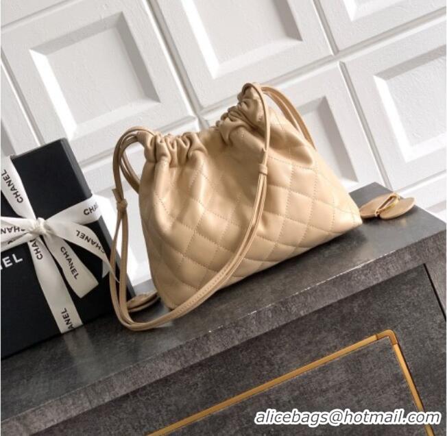 Trendy Design Chanel Lambskin Leather Clutch with Leather Strap AP5227 Beige Apricot 2026