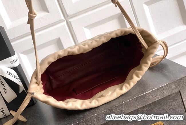 Trendy Design Chanel Lambskin Leather Clutch with Leather Strap AP5227 Beige Apricot 2026