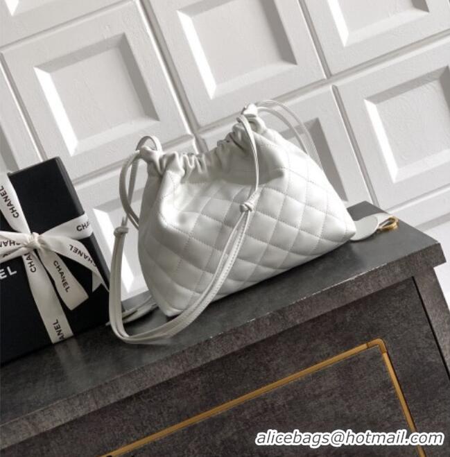 Buy Fashionable Chanel Lambskin Leather Clutch with Leather Strap AP5227 White 2026