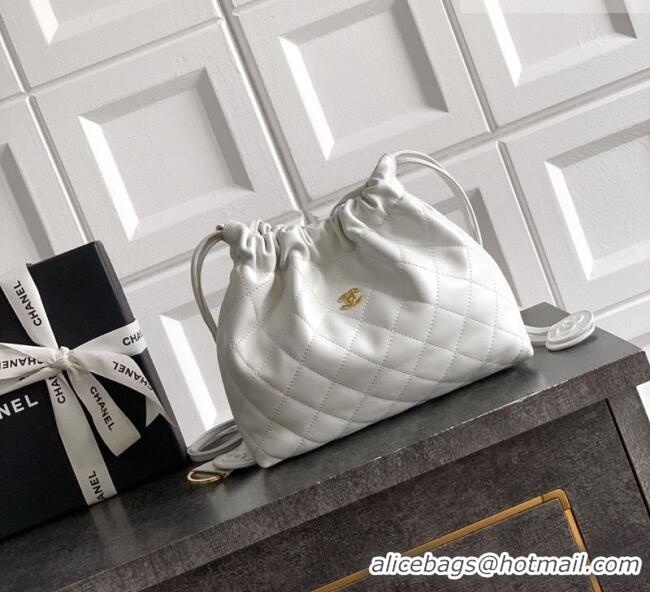 Buy Fashionable Chanel Lambskin Leather Clutch with Leather Strap AP5227 White 2026