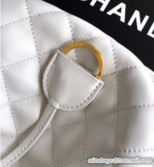 Buy Fashionable Chanel Lambskin Leather Clutch with Leather Strap AP5227 White 2026