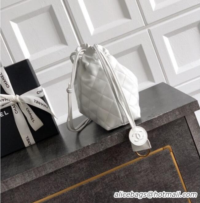 Buy Fashionable Chanel Lambskin Leather Clutch with Leather Strap AP5227 White 2026