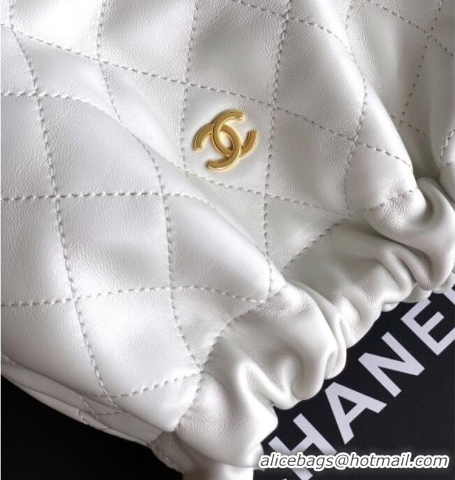 Buy Fashionable Chanel Lambskin Leather Clutch with Leather Strap AP5227 White 2026