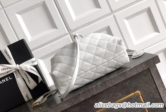 Buy Fashionable Chanel Lambskin Leather Clutch with Leather Strap AP5227 White 2026