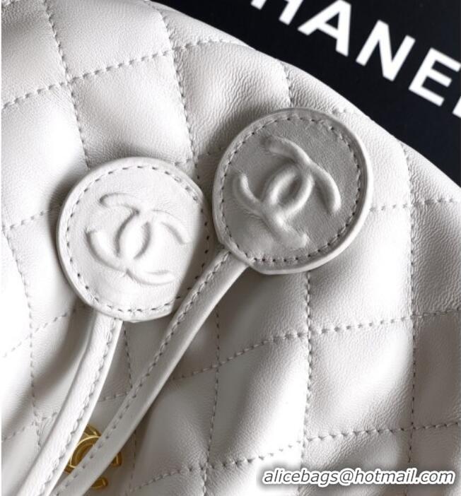 Buy Fashionable Chanel Lambskin Leather Clutch with Leather Strap AP5227 White 2026