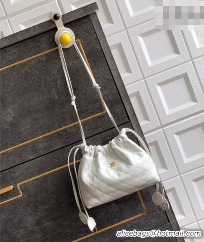 Buy Fashionable Chanel Lambskin Leather Clutch with Leather Strap AP5227 White 2026