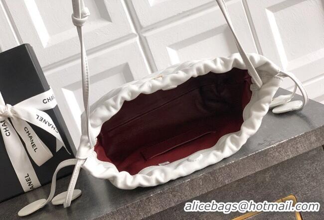 Buy Fashionable Chanel Lambskin Leather Clutch with Leather Strap AP5227 White 2026