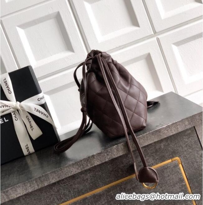 Traditional Specials Chanel Lambskin Leather Clutch with Leather Strap AP5227 Coffee 2026