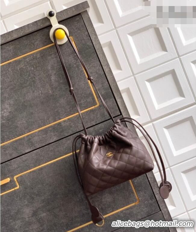 Traditional Specials Chanel Lambskin Leather Clutch with Leather Strap AP5227 Coffee 2026