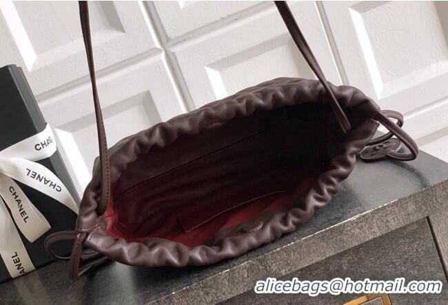 Traditional Specials Chanel Lambskin Leather Clutch with Leather Strap AP5227 Coffee 2026