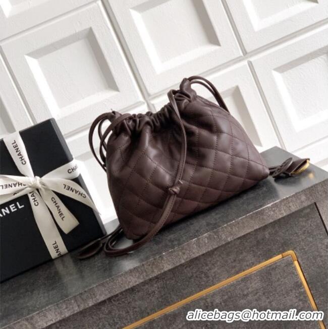 Traditional Specials Chanel Lambskin Leather Clutch with Leather Strap AP5227 Coffee 2026