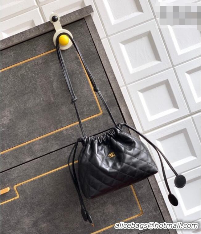 Big Discount Chanel Lambskin Leather Clutch with Leather Strap AP5227 Black 2026