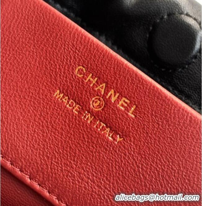Big Discount Chanel Lambskin Leather Clutch with Leather Strap AP5227 Black 2026