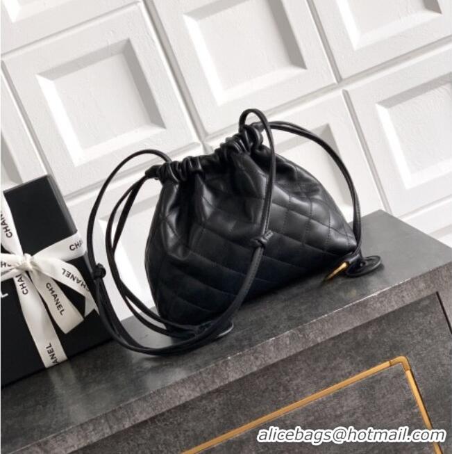 Big Discount Chanel Lambskin Leather Clutch with Leather Strap AP5227 Black 2026
