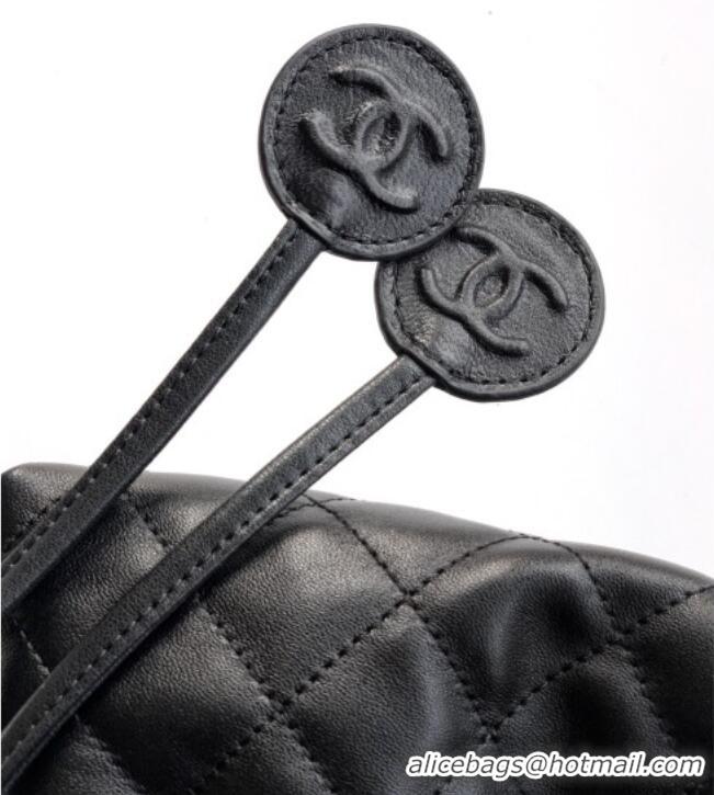 Big Discount Chanel Lambskin Leather Clutch with Leather Strap AP5227 Black 2026