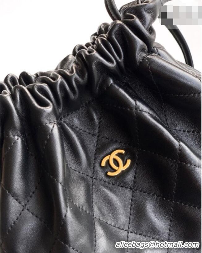 Big Discount Chanel Lambskin Leather Clutch with Leather Strap AP5227 Black 2026