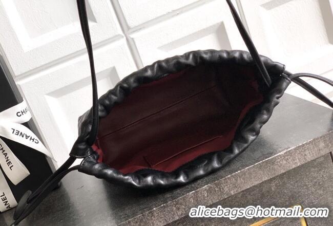 Big Discount Chanel Lambskin Leather Clutch with Leather Strap AP5227 Black 2026