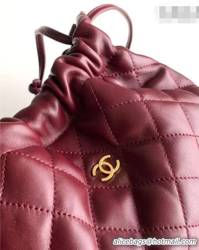 Shop Discount Chanel Lambskin Leather Clutch with Leather Strap AP5227 Burgundy 2026