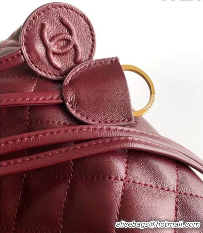 Shop Discount Chanel Lambskin Leather Clutch with Leather Strap AP5227 Burgundy 2026