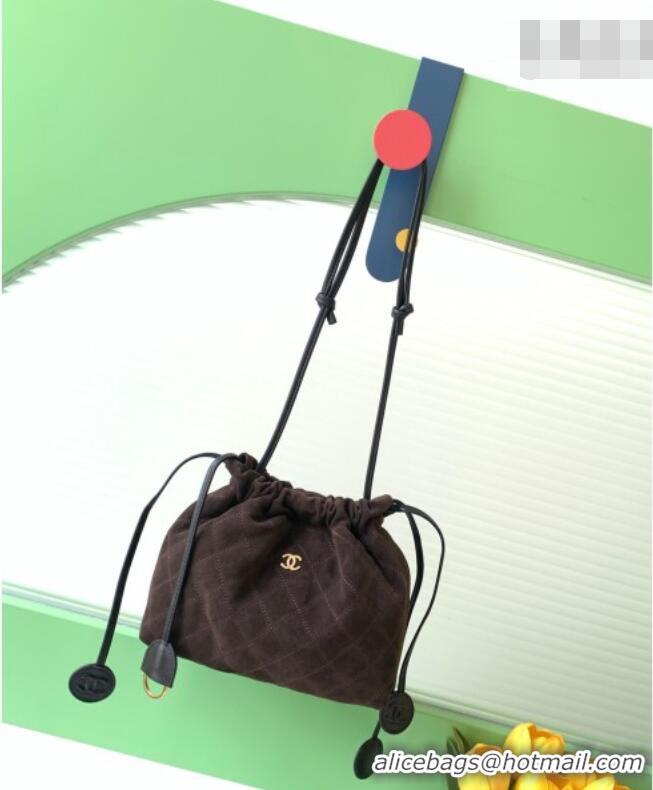 Luxury Cheap Chanel Suede Clutch with Leather Strap AP5227 Dark Brown 2026