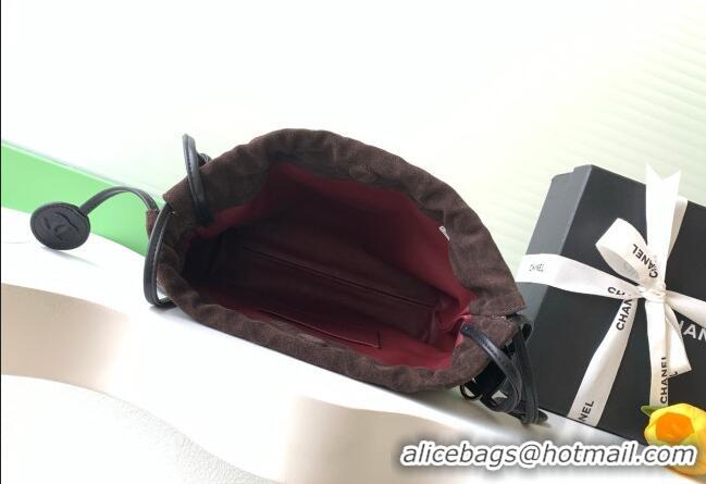 Luxury Cheap Chanel Suede Clutch with Leather Strap AP5227 Dark Brown 2026