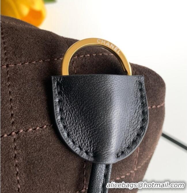Luxury Cheap Chanel Suede Clutch with Leather Strap AP5227 Dark Brown 2026