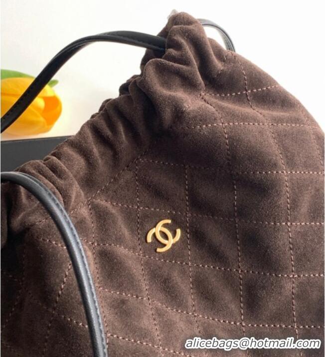 Luxury Cheap Chanel Suede Clutch with Leather Strap AP5227 Dark Brown 2026