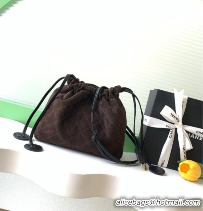 Luxury Cheap Chanel Suede Clutch with Leather Strap AP5227 Dark Brown 2026