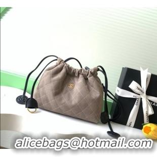 Top Quality Chanel Suede Clutch with Leather Strap AP5227 Grey 2026