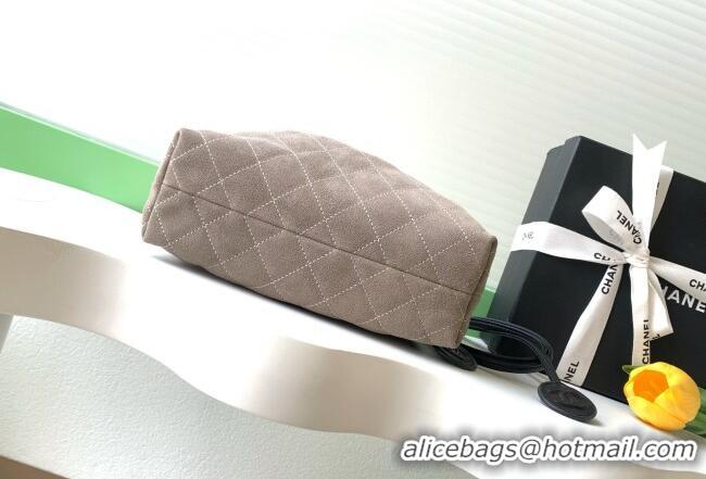 Top Quality Chanel Suede Clutch with Leather Strap AP5227 Grey 2026