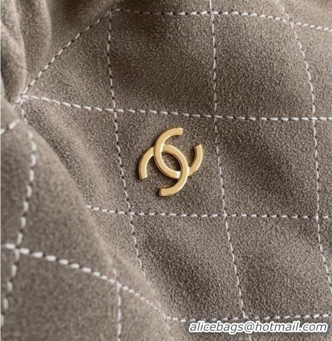 Top Quality Chanel Suede Clutch with Leather Strap AP5227 Grey 2026