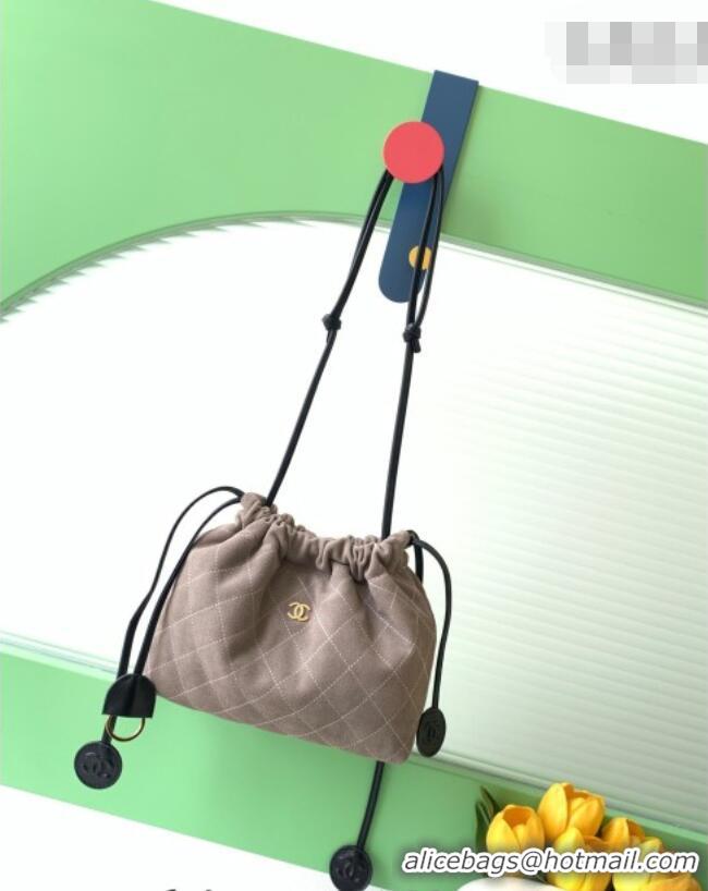 Top Quality Chanel Suede Clutch with Leather Strap AP5227 Grey 2026