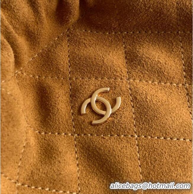 Inexpensive Chanel Suede Clutch with Leather Strap AP5227 Brown 2026