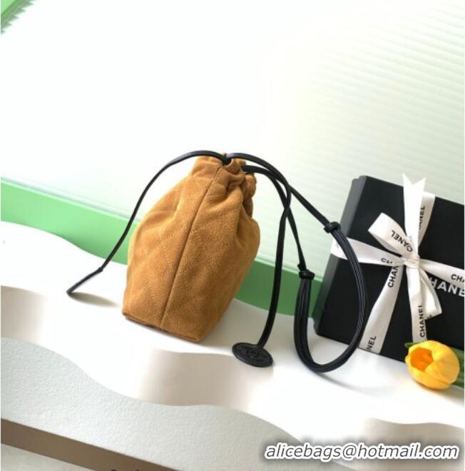 Inexpensive Chanel Suede Clutch with Leather Strap AP5227 Brown 2026