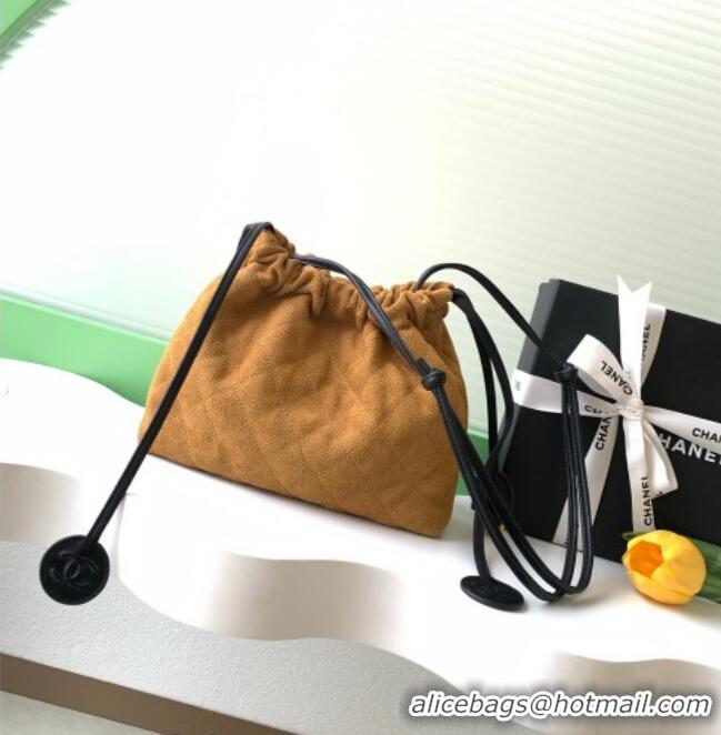 Inexpensive Chanel Suede Clutch with Leather Strap AP5227 Brown 2026